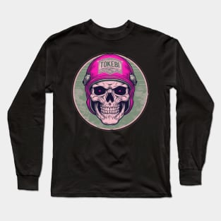 Cafe Racer Biker Helmet Skull Long Sleeve T-Shirt